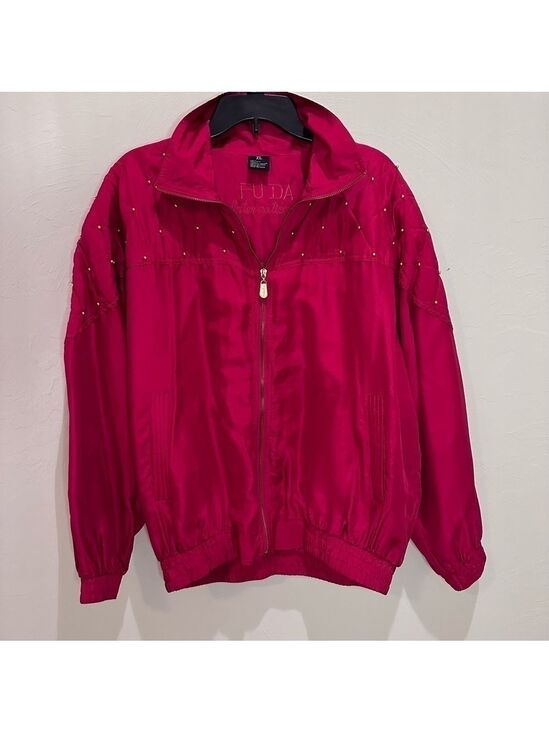 FUDA International Jackets & Blazers - FUDA International Vintage 100% Silk Red Jacket Size XL
